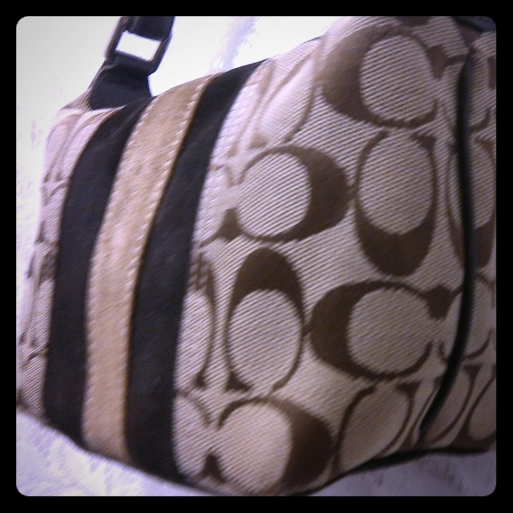 Coach Signature Leather & Suede 'Stand Up' mini T
